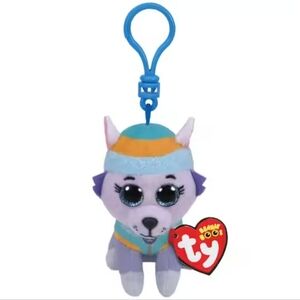 Ty Beanie Boo Everest Paw Patrol Husky Dog Clip Keychain Mini Plush Keyring Toy